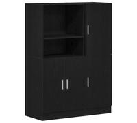 KDVXBCQJH Lot de 2 armoires de cuisine en bois noir 95 cm | Meuble modulaire multifonction avec charnière de porte réglable pour garde-manger, bureau ou restauration. Grand espace de