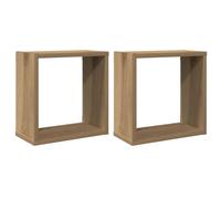 KDVXBCQJH Lot de 2 étagères murales cubiques en chêne Artisan 30 x 15 x 30 | Lot de 2 étagères carrées élégantes pour le salon et la chambre à coucher. Idéal pour la décoration, les livres et les petits