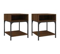 KDVXBCQJH Lot de 2 tables de chevet aspect chêne marron 40 x 41 x 50 cm | Console de chevet en deux pièces pour chambre à coucher avec pieds réglables en hauteur et cadre en métal robuste pour une