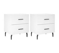 KDVXBCQJH Lot de 2 tables de chevet blanches 40 x 35 x 47,5 cm avec tiroirs | Table d'appoint pratique Duo pour chambre à coucher : les pieds en métal robustes et le plateau opaque créent un ordre