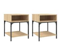 KDVXBCQJH Lot de 2 tables de chevet en chêne Sonoma - 40 x 41 x 50 cm | Cadre en fer stabilisateur avec pieds réglables en hauteur pour la chambre ou le salon à côté du lit.
