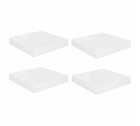KDVXBCQJH Lot de 4 étagères murales flottantes Blanc brillant 23 x 23,5 cm | Quatre étagères carrées suspendues avec support caché pour les livres et la décoration dans le salon ou la chambre à coucher.