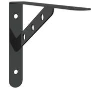 KDVXBCQJH Lot de 4 supports d'étagère - 23,5 x 15,5 cm - Noir - En acier | Équerres métalliques robustes en acier inoxydable de 3 mm pour étagères murales dans la cuisine, le salon et la chambre à