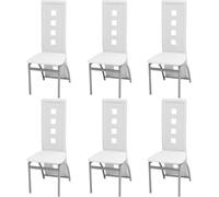 KDVXBCQJH Lot de 6 chaises de salle à manger rembourrées blanches avec | Lot de 6 chaises rembourrées modernes blanches pour salle à manger et cuisine, dossier ergonomique et cadre en acier robuste.