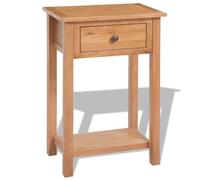 KDVXBCQJH Table console en chêne massif - 50 x 32 x 75 cm - Marron | Table d'appoint compacte avec tiroir pour entrée et couloir, avec support mural pour une stabilité stable dans le salon.