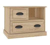 KDVXBCQJH Table de chevet en chêne Sonoma 60 x 39 x 45 cm avec 2 tiroirs | Console de chevet compacte pour chambre à coucher avec compartiment ouvert, surface lisse et construction solide pour un