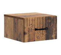 KDVXBCQJH Table de chevet murale en bois vieilli, 34,5 x 33 x 20 cm | Armoire suspendue peu encombrante pour chambre à coucher et salon avec tiroir et compartiment ouvert pour un rangement bien