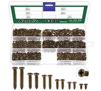 Keadic Assortiment de 1290 petites vis autotaraudeuses M2 x 5/6/8/10 mm, M2,6 x 12/16 mm, mini vis à bois auto-perceuses à tête cruciforme plate avec boîtier en plastique (bronze)