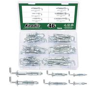 Keadic Assortiment de 46 vis d'ancrage pour mur creux de 6 tailles, M4 x 32, M4 x 38, M5 x 37, M5 x 52, M6 x 52, M6 x 65, boulons Molly en acier plaqué zinc robuste pour fixation de plaques de plâtre
