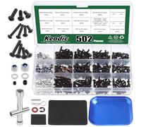 Keadic Assortiment de 502 vis RC universelles M3 M4, écrous de blocage, clips de corps et goupilles fendues, kit d'outils de réparation pour voitures télécommandées à l'échelle 1/8, 1/10, 1/12,