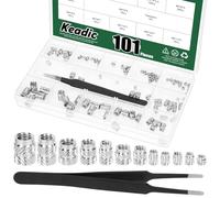 Keadic Heat Set de 100 inserts filetés M2 M2.5 M3 M4 M5 M6 Filetage femelle métrique Knurled Nuts Assortiment Kit en laiton Heat Set Insert pour plastique (fleur laminée diagonale)