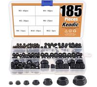 Keadic Kit de 185 écrous de verrouillage métriques en nylon plaqué zinc pour vis ou boulons assortis - Tailles incluses : M3 M4 M5 M6 M8 M10 M12