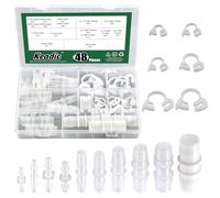 Keadic Kit de 48 raccords de tuyau cannelés pour aquarium, gaz liquide, air, pour tuyau ID 5/32", 3/16", 7/8", 1/4", 7/16", 3/16", 7/16", 3/8", 1/4", 3/8", 1/4", 3/8", 1/4", 1/4", 3/10,6 cm 10.2 cm