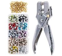 Keadic Lot de 300 œillets multicolores et 100 œillets dorés pour cuir, toile et tissus, vêtements, chaussures et ceintures, avec pince perforatrice
