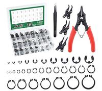 Keadic Lot de 312 bagues de sécurité externes M4-M28 avec clip en C et [1,5 mm à 10 mm] E-Clip Assortiment de circlips et pince à circlips avec pince (acier allié)