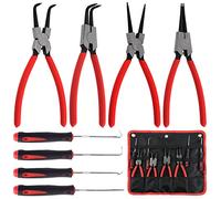 Keadic Lot de 8 pinces à circlips externes robustes de 22,9 cm et crochets de précision avec sac de rangement, pinces à circlips avec mâchoire droite/courbée pour extracteur de tuyau d'anneau de