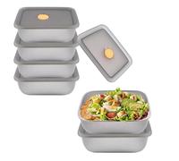 KeaJuidy 6 pièces Conteneurs de stockage d'aliments en acier inoxydable avec couvercles hermétiques 500ML Boîtes de conservation Conteneurs de congélation pour fruits, salades, snack