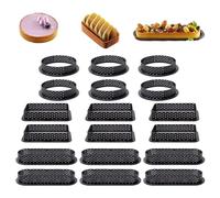 Keboyoe 18 Pièces Cercle à Tarte Perforé Anneau à Tarte de Pâtisserie | Cercle a Patisserie Moule Tartelette Cercle Perforé Patisserie Moule à Gateau Perforé pour Gâteaux en Mousse