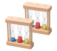 Keboyoe 2 Pcs Minuteur Sablier en Bois pour Enfants - Horloge de Sable 3 en 1 pour Cuisine, Maison, Bureau - 1/3/5 Minutes