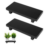 Keboyoe 2 Pièces Petit Plateau Décoratif en Bois Noir 22x9x3.5cm | Plateau en Rectangulaire Surélevé Petit Plateaux en Bois sur Pied Accessoires pour La Maison pour Cosmétiques Parfums Lotions