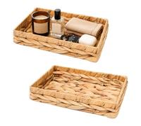 Keboyoe Lot de 2 Plateau Jacinthe d'eau de Salle de Bain Plateau Decoratif Rectangulaire Rangement Plat Plateau pour Papier Toilette Serviettes Clés Parfum Cosmétiques Lunettes Bijoux Bouteille Huile
