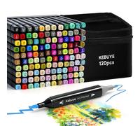 Kebuye Feutre a Alcool Set 120 Couleurs Marqueurs de Dessin Feutres à Alcool Double Pointe pour Adultes Griffonnages Enfants Animation Le Coloriage Et Les Illustrations