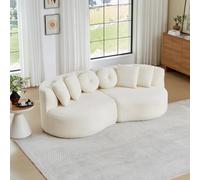 KecDuey Canapé modulaire incurvé à deux éléments en chenille anthracite sans accoudoirs en forme de cajout avec dossier continu et 6 coussins de formes assorties