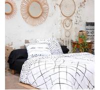 KEDAH - Parure de Lit Coton Motifs Ethniques Housse de Couette 240x220cm + 2 Taies d'Oreiller