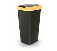 Keden Compacta Q Poubelle avec couvercle basculant et à charnière 25 l en plastique - Poubelle de recyclage (noir/jaune clair)