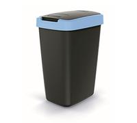 Keden Compacta Q Poubelle avec couvercle pivotant et rabattable - 12 l - En plastique - Pour tri sélectif des déchets - Poubelle de recyclage - Noir/bleu clair