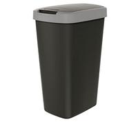 Keden Compacta Q Poubelle avec couvercle pivotant et rabattable - 45 l - En plastique - Pour tri sélectif des déchets - Poubelle de recyclage - Noir/gris fumé