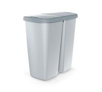 Prosperplast Poubelle Compacta Q Duo – 45 L, 2 couvercles indépendants, 48×28×51 cm – Gris clair