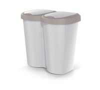 Keden Poubelle Compacta B Duo 40L Prosperplast version murale avec un compartiment et deux couvercles poubelle avec fixation pour sac (Brun/ashmere)