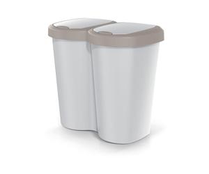 KEDEN Poubelle Compacta B Duo 40L Prosperplast version murale avec un compartiment et deux couvercles poubelle avec fixation pour sac (Brun/ashmere)
