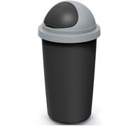 Keden® Poubelle cuisine 50L couvercle basculant plastique recyclé 100% corbeille papier bureau support fixation sac-poubelle déchets bio noir-gris