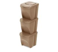 Sada 3 odpadkových košů SORTIBOX ECO WOOD objem: 3x25 l, barva: naturo ECO