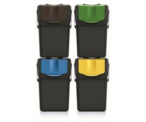 Keden Sortibox Système de tri des déchets 4 x 25 l - Lot de 4 bacs de tri des déchets - Poubelle en plastique (noir)