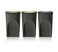 Keden Sortibox Système de tri sélectif, 3 x 35 l, en plastique, pour le recyclage des déchets, noir