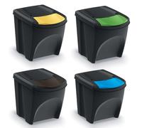 Keden Sortibox Système de tri sélectif, 4 x 25 l, pour le tri sélectif, le recyclage des déchets, en plastique, noir