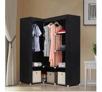 KEDIA Armoire de Chambre Rangement, avec 2 Cintres, 4 Colonnes, Grande Capacité, Forte Capacité de Charge, Démontable, Noir