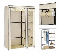 KEDIA Armoire de Rangement Pliable, Penderie avec Housse, Placard, Garde-robe,Placard Camping Garde, (110x45x175)cm, Beige