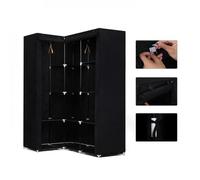 KEDIA Armoire Portable, Armoire de Chambre, Système de Rangement pour Chambre à Coucher, (169x129x87)cm, Noir en forme de L