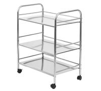 KEDIA Desserte de Cuisine, Table Roulante à 3 Plateaux, Inox, Chariot de Service, 61*36*75cm, Surface Lisse, Robuste et Durable