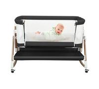 KEDIA Lit d'Appoint 2en1, lit bébé Multifonction, Réglage de la Hauteur sur 6 Positions(90x60x90)cm, Tissu noir + pieds dorés