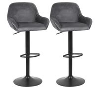 KEDIA Lot de 2 Tabouret de bar Tissu, Gris Foncé, Réglable en Hauteur, Design Moderne, avec Dossier, Fauteuil Salon, 50*40*106CM