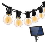 KEEDA Guirlande Guinguette Exterieur Solaire, 18FT 10 LED G40 Ampoules avec E12 Base, Éclairage de Patio Étanche IP65 pour Jardin, Terrasse, Café, Fête Décoration & Éclairage