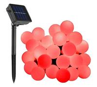 KEEDA Guirlande Lumineuses Solaire, 50 LED Boule Lumières Solaire Décoratives，Luminaire Extérieur, Lumières Chaines de Noël,Solaire Extérieure de Lampe (Rouge)
