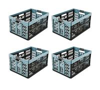 keeeper 4x Caisses pliantes Professionnelles solides avec poignées Soft-Touch, 45 l, Ben, Nordic Blue (Bleu)