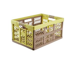 Keeeper 4x Casier Pliant Professionnel avec Poignées Souples, 54 x 37 x 28 cm, 45 l, Ben, Vert/Taupe