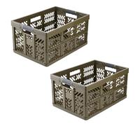 keeeper ben 2x Boîte pliable professionnelle robuste avec poignées soft-touch, 45 l, Jusqu'à 50 kg de capacité de charge, Robuste et légère, 54 x 37 x 28 cm, Vert olive (Olive)